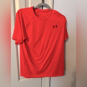 Under Armor Dry-Fit T-shirt- Men's Small Orange/Salmon Neon "The Tech Tee"